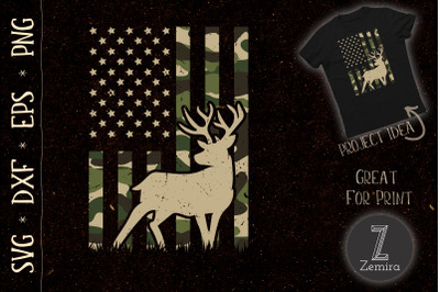 Camo American Flag Deer Elk Buck Hunting