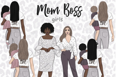 Mom Boss Girls Clipart