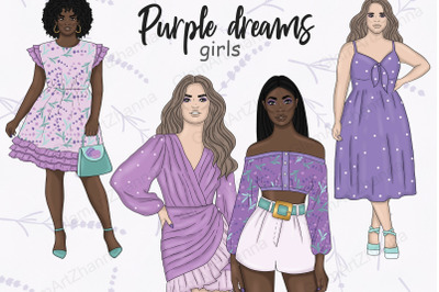 Purple Dreams Girls Clipart