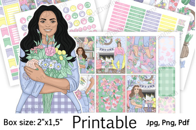 Spring Printable Stickers 2&quot;x1,5&quot;