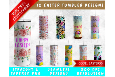 Easter Tumbler Sublimation Designs Bundle, 20 Oz Skinny Tumbler Easter