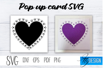 Lace Heart Pop Up Card SVG&2C; Pop-Up Greeting Card&2C; Cricut Pop Up Card