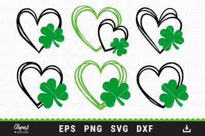 Shamrock svg, Saint Patrick&#039;s Day Heart SVG, DXF, PNG