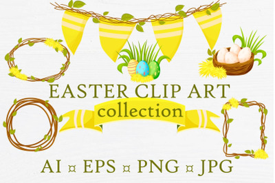 Easter Clip art collection with frames PNG EPS JPG
