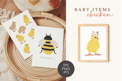 Abstract chicken clipart, Baby chicken animals PNG