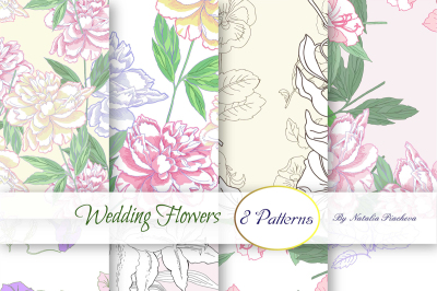 Wedding Flowers.Digital Paper