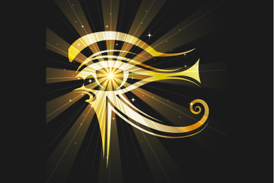 Golden Eye of Horus on Black Background