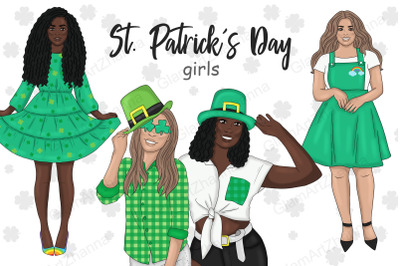 Saint Patrick&#039;s Day Clipart | Girl Illustration Bundle