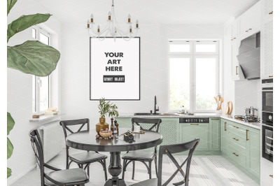 Interior scene artwork background frame mockup