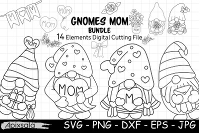 Gnome Mom-Mum Bundle, SVG Cutting File