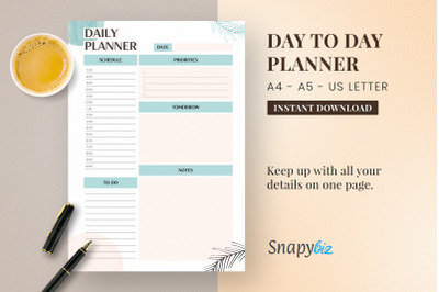 A4 And A5 Day Printable Planner | Hourly Daily Planner | Pastel Daily