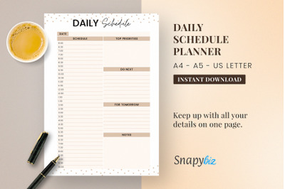 A4 and A5 Daily Schedule Planner | A4 And A5 | US Letter