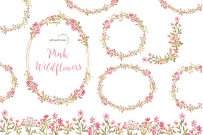 Pink Wildflower Floral Clipart