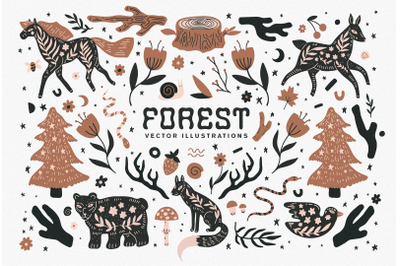 Forest Vector &amp; Patterns + FONT