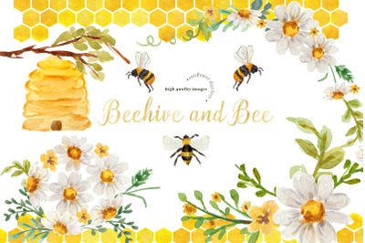 Beehive and Honey Bee Clipart&2C; Bee Frames Clipart