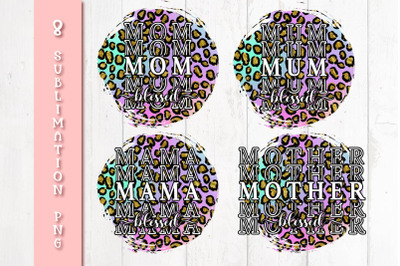 Blessed Mom Quotes Leopard Sublimation PNG Bundle