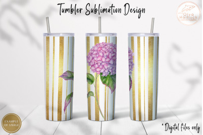 Floral Tumbler Sublimation. 20 oz Gold Glitter Tumbler Wrap PNG