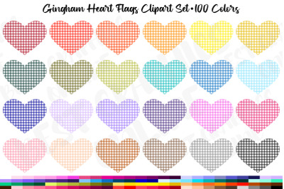 Gingham hearts clipart Valentines day checkered heart image