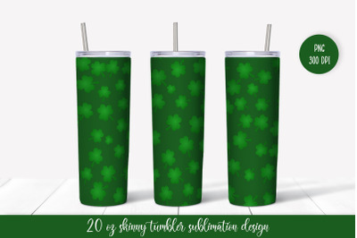 Green Clover Leaves Patricks Day Tumbler Sublimation Wrap