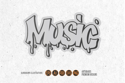 Silhouette Music word lettering font decorative