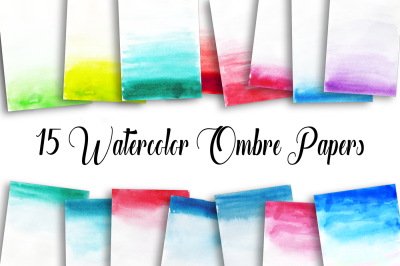 15 Watercolor Ombre Papers