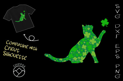 Green Cat Shamrocks St Patricks Day