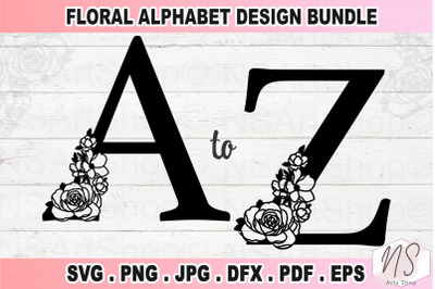 Alphabet SVG, Flowers, Letters, Peonies, Floral aphabet