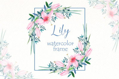 Spring flowers clipart  | watercolor lily frame png