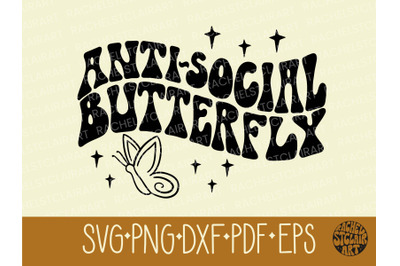 Anti Social Butterly SVG, groovy retro 70s, introvert