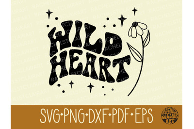 Wild Heart SVG, hippie, boho, retro, groovy cut file