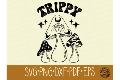 Trippy Mushrooms SVG, Groovy Retro, 70s, cut file