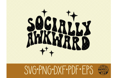Socially Awkward SVG, groovy retro 70s, introvert, cut file
