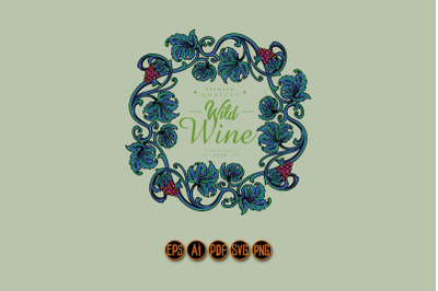 Elegant vintage wine floral label illustration