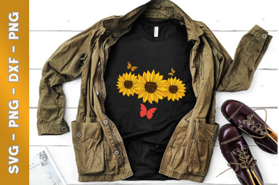 Sunflower Butterfly Summer Floral