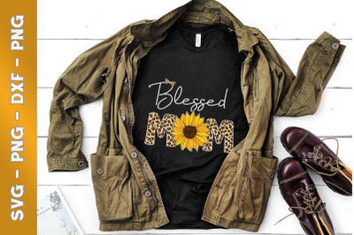 Blessed Mom Leopard Print Sunflower