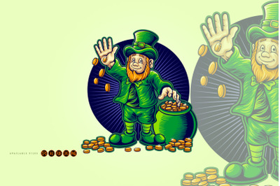 Happy st patricks day with money pot illustration