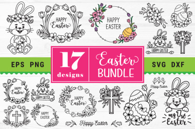 Easter Svg Bundle, Easter wreaths, bunnies, eggs, SVG. DXF cut files