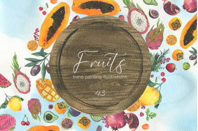 Watercolor Fruits, Health Food