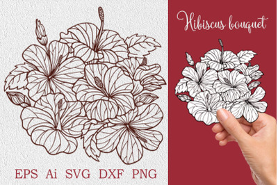 Bouquet of Hibiscus flowers. SVG