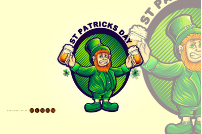 Happy st patricks day with beer party illustration