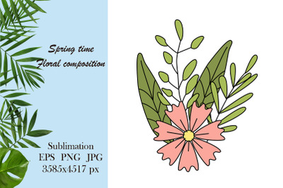 Spring illustration - floral composition sublimation png