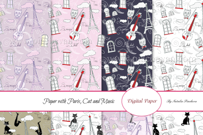 Digital Paper with Paris and Music