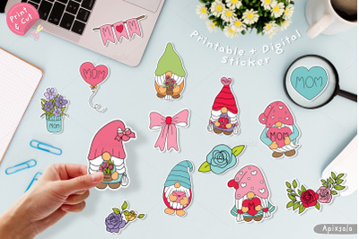 Gnome Mom Printable-Digital Stickers