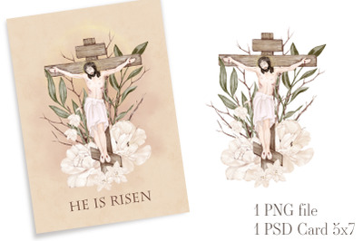 Easter Card He Is Risen Portrait Christ Jesus Sublimation