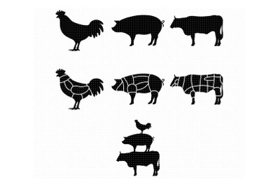 Beef, Chicken, and Pork Cuts SVG