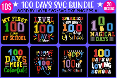 100 SVG BUNDLE  100 Days of School SVG, 100th Day of School svg, 100