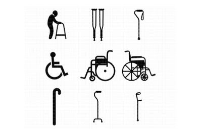 Wheelchair and Crutches SVG