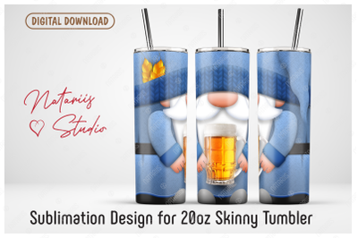Funny Gnome Sublimation Design - 20oz TUMBLER