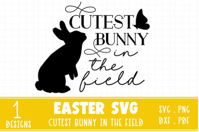 Kids cutest Easter bunny in the field silhouette SVG