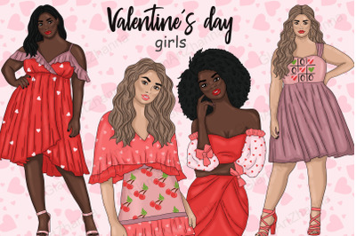 Valentine&#039;s Day GIrls Clipart